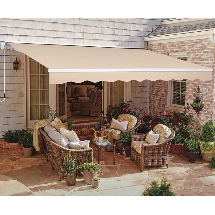 AECOJOY Manual Retraction Slope Patio Awning in Beige & Reviews Wayfair